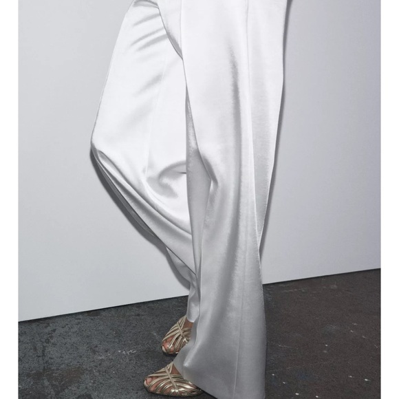 Zara White Wide Leg Pants & Sleeveless Top Set - Picture 3 of 4